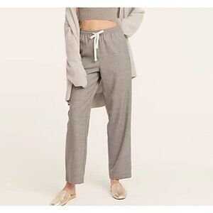 J. Crew Wool Flannel Gray Drawstring Waist Straight Leg Pants Size 6
